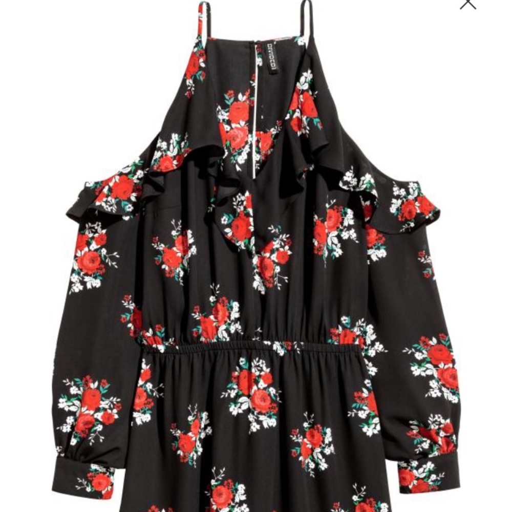 H&M Long Sleeve Floral Cut Out Dress - Picture 3 of 9